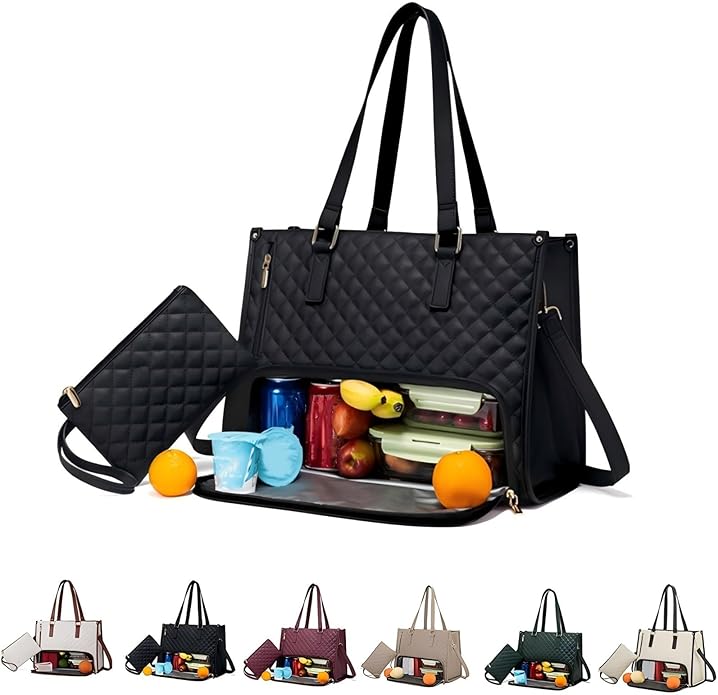 3 in 1 tote bag for women,laptop bag with lunch compartment,work tote with lunch compartment