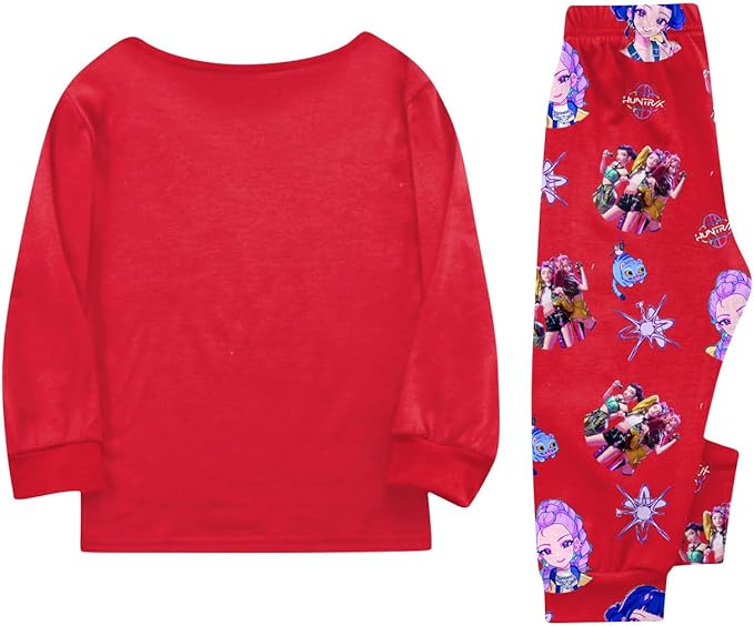 Girls 2 Piece K Pop Singer Outfits Cute Cartoon Graphic Shirts and Pants Casual Tracksuit Fashion Clothing Sets