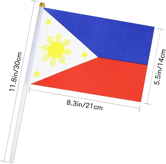 Philippines Flag Small Filipino Flag 12 Pack Mini Hand Held Filipino Flags on Sticks for Party Parades Sports Events Patriotic Holiday Decorations
