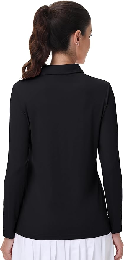 MAGCOMSEN Women's Polo Shirts Long Sleeve Golf Shirt Quick Dry UPF 50+ Sun Protection Lightweight Tennis Shirts