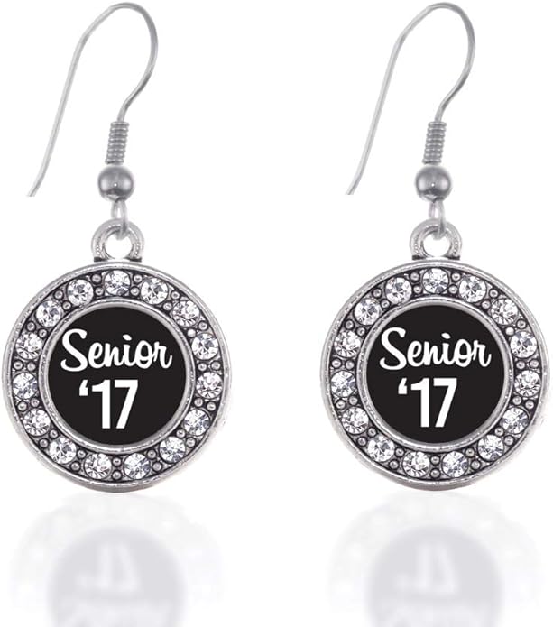 Inspired Silver - Silver Circle Charm French Hook Drop Earrings with Cubic Zirconia Jewelry