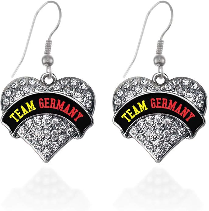 Inspired Silver - Silver Pave Heart Charm French Hook Drop Earrings with Cubic Zirconia Jewelry