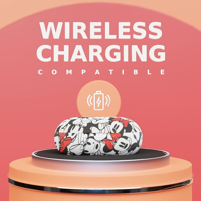 Disney Minnie Mouse Bluetooth Earbuds with Charging Case- Bluetooth Wireless Headset with Built-in Mic and 30 Hours of Playtime- Minnie Mouse Gifts for Women, Men and All Fans of Disney Gifts
