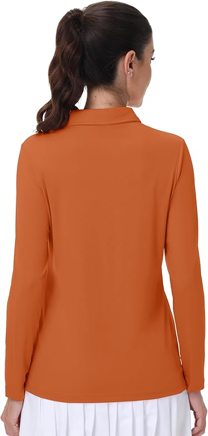 MAGCOMSEN Women's Polo Shirts Long Sleeve Golf Shirt Quick Dry UPF 50+ Sun Protection Lightweight Tennis Shirts