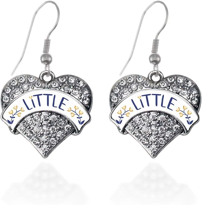 Inspired Silver - Silver Pave Heart Charm French Hook Drop Earrings with Cubic Zirconia Jewelry