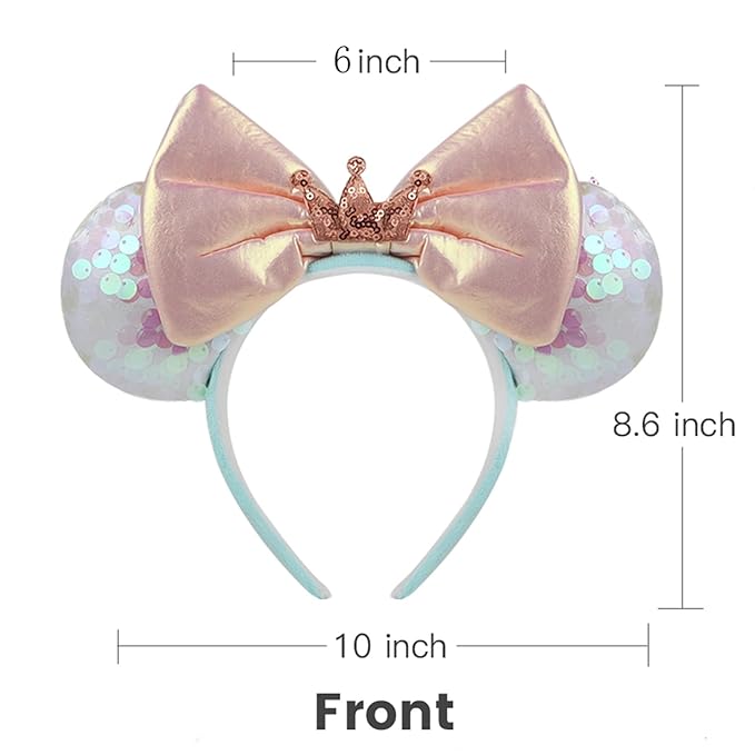 RCJERA Minnie Sequin mouse Ears Headband for Women, Sequin Bow Headbands Classic Glitter Party Princess Decoration Cosplay Birthday Christmas Party