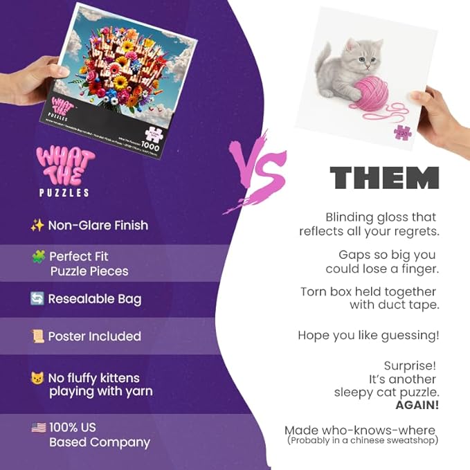 What The Puzzles - Challenging Jigsaw Puzzles 1000 Pieces, Difficult Brain Teaser Puzzles for Adults (Floral)