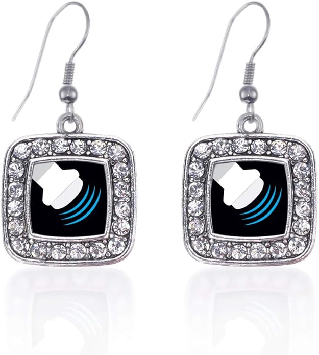 Inspired Silver - Silver Square Charm French Hook Drop Earrings with Cubic Zirconia Jewelry