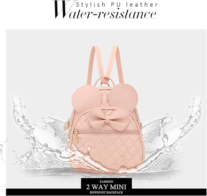 KL928 Girls Mini Backpack Bowknot Polka Dot Cute Small Daypacks Convertible Shoulder Bag Purse for Women