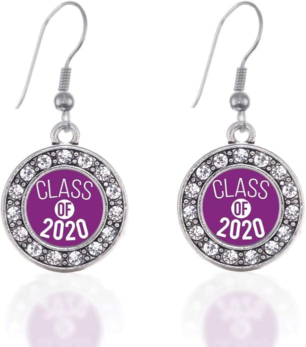Inspired Silver - Silver Circle Charm French Hook Drop Earrings with Cubic Zirconia Jewelry