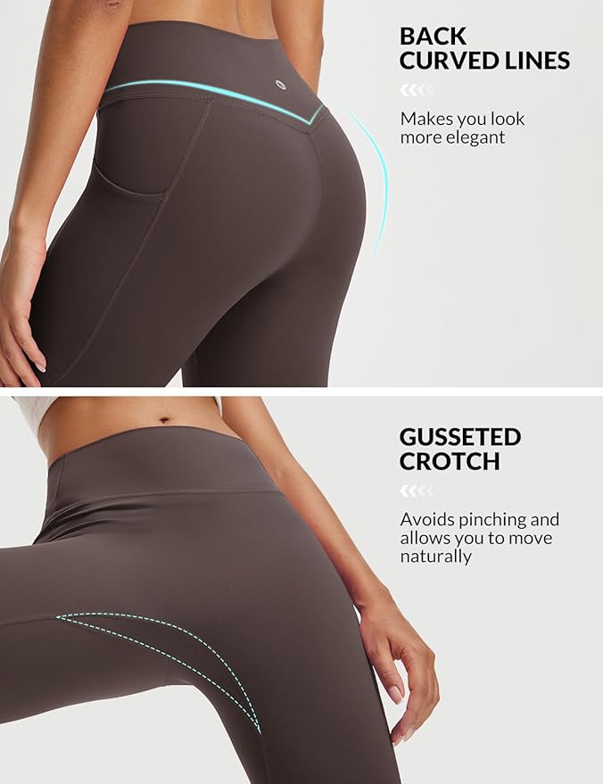 baleaf Women's Capri Leggings with 3 Pockets Tummy Control 21" Inseam Workout Capris Yoga Pants