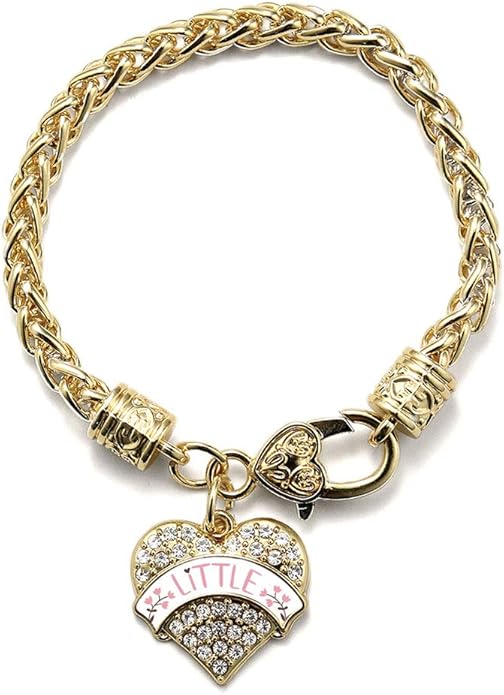 Inspired Silver - Gold Pave Heart Charm Bracelet with Cubic Zirconia Jewelry