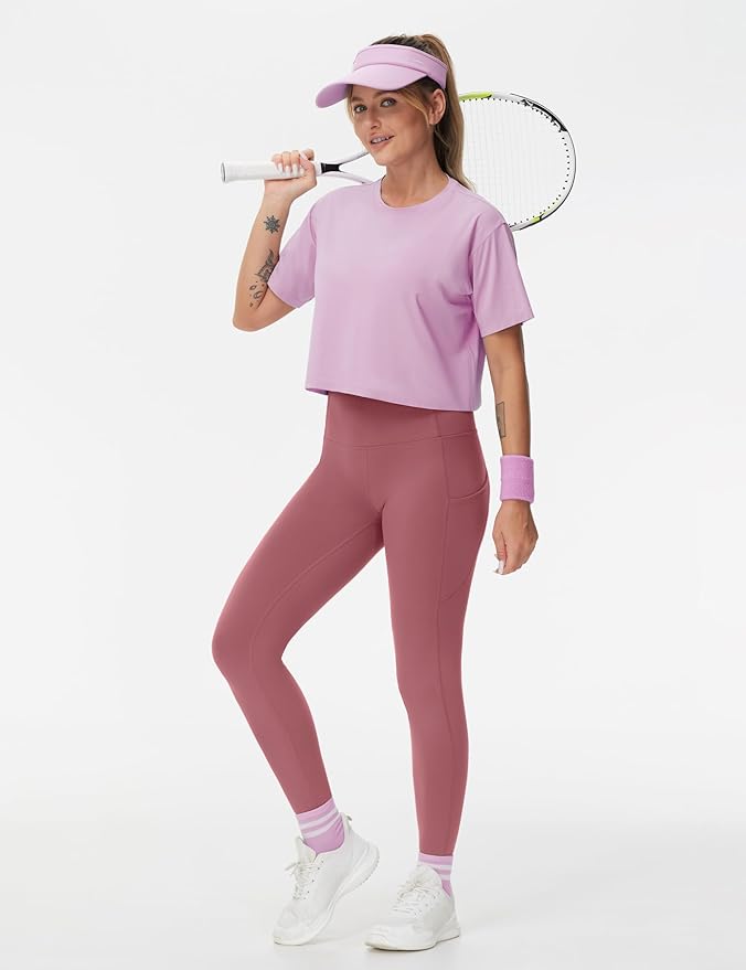 THE GYM PEOPLE Thick High Waist Yoga Pants with Pockets, Tummy Control Workout Running Yoga Leggings for Women