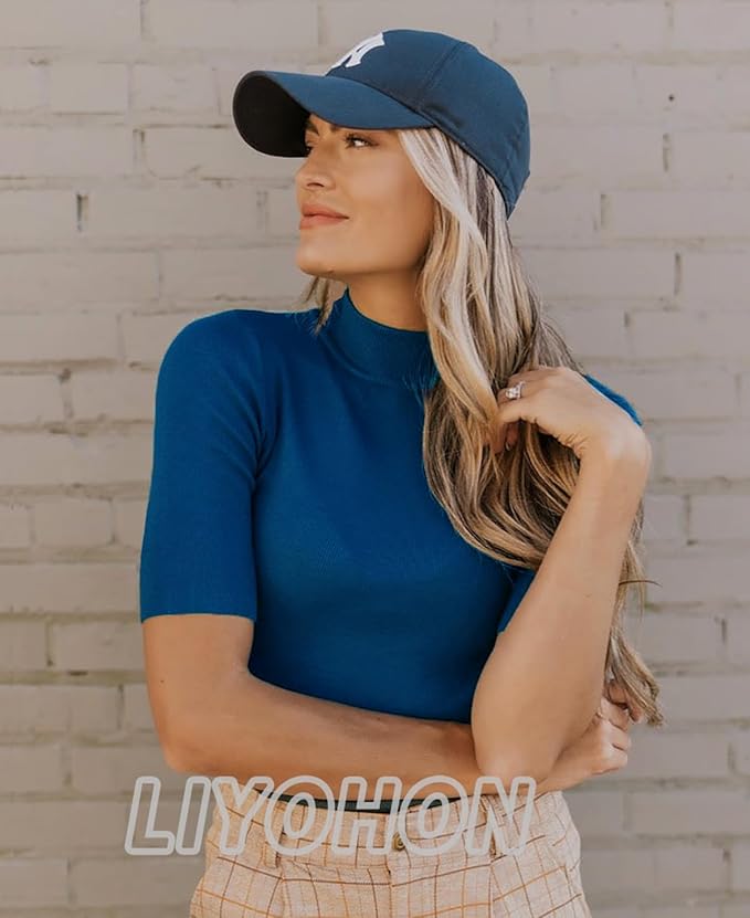 LIYOHON Womens Tops Dressy Casual Mock Turtleneck Business Short Sleeve T Shirts Going Out Tops 2026