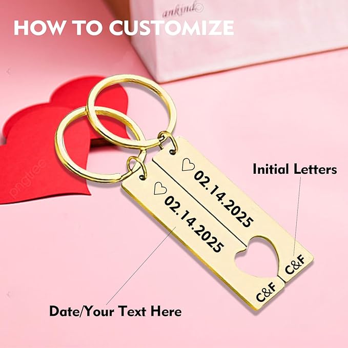 KBPTM Customized Double Sided Keychain - Personalized Engraved Text/Number/Name Keychain, Custom Key chain Gift for Boyfriend