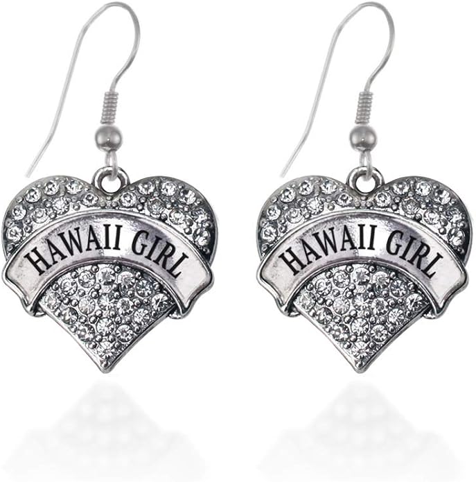 Inspired Silver - Silver Pave Heart Charm French Hook Drop Earrings with Cubic Zirconia Jewelry