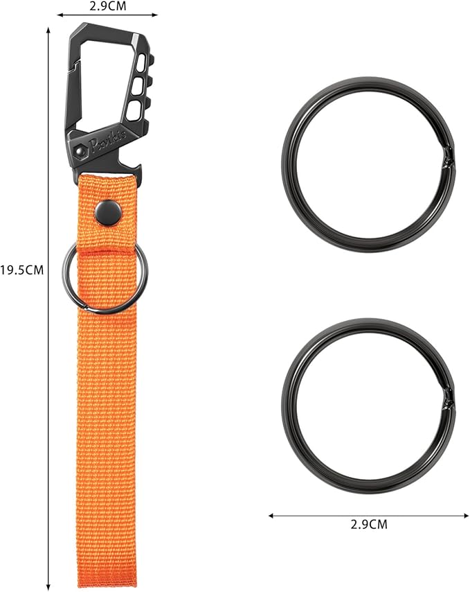 Pxvikis Metal heavy duty key chain carabiner clip bottle opener wrist lanyard ring car key fob unisex for men and women