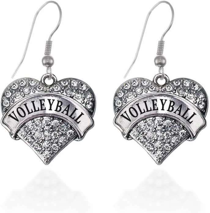 Inspired Silver - Silver Pave Heart Charm French Hook Drop Earrings with Cubic Zirconia Jewelry