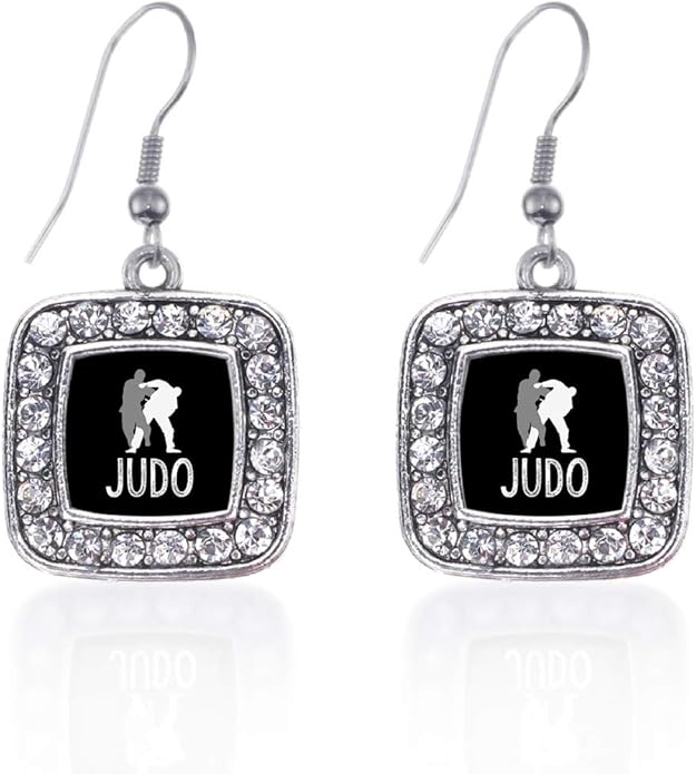 Inspired Silver - Silver Square Charm French Hook Drop Earrings with Cubic Zirconia Jewelry