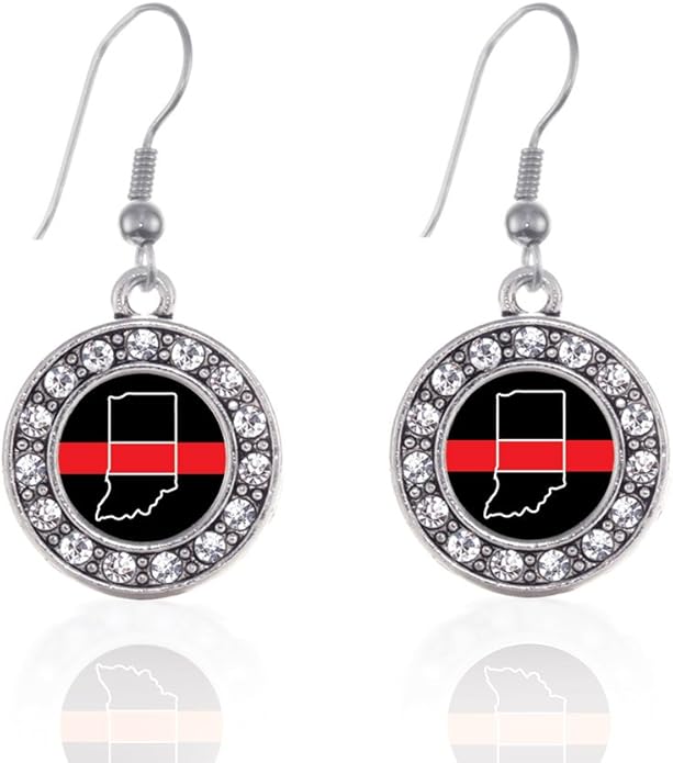 Inspired Silver - Silver Circle Charm French Hook Drop Earrings with Cubic Zirconia Jewelry