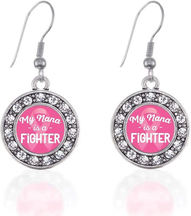 Inspired Silver - Silver Circle Charm French Hook Drop Earrings with Cubic Zirconia Jewelry