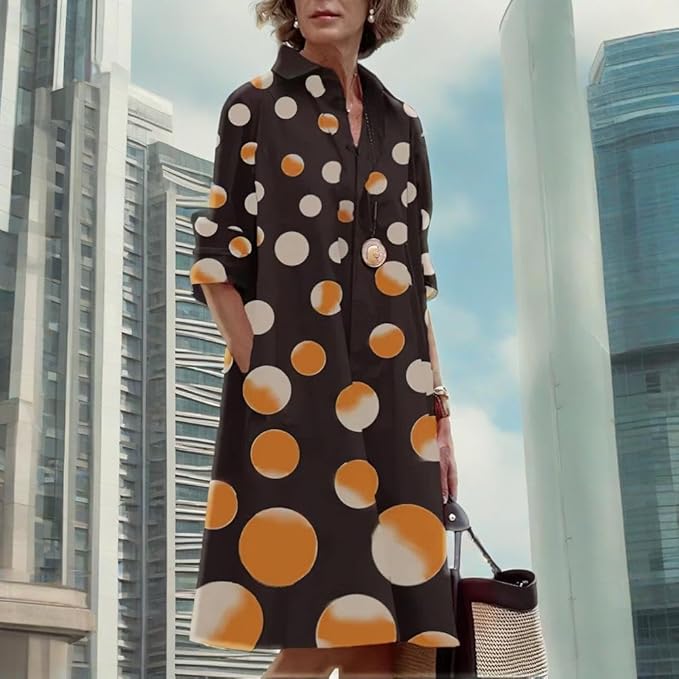 Womens 2025 Long Sleeve Button Down Shirt Summer Dress Casual V Neck Loose Fit Midi Shirt Dresses with Pockets