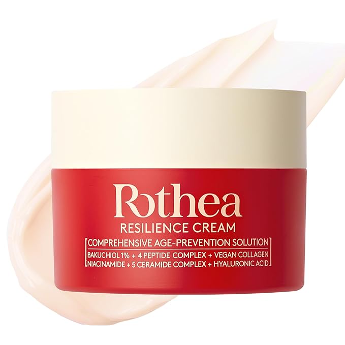 Rothea Resilience Cream, Anti-Aging with Bakuchiol 10,000ppm (Natural Retinol Alternative), Face Moisturizer, Neck Cream with Collagen, Ceramides, Peptides, Niacinamide, Korean Skin Care, 1.7 oz