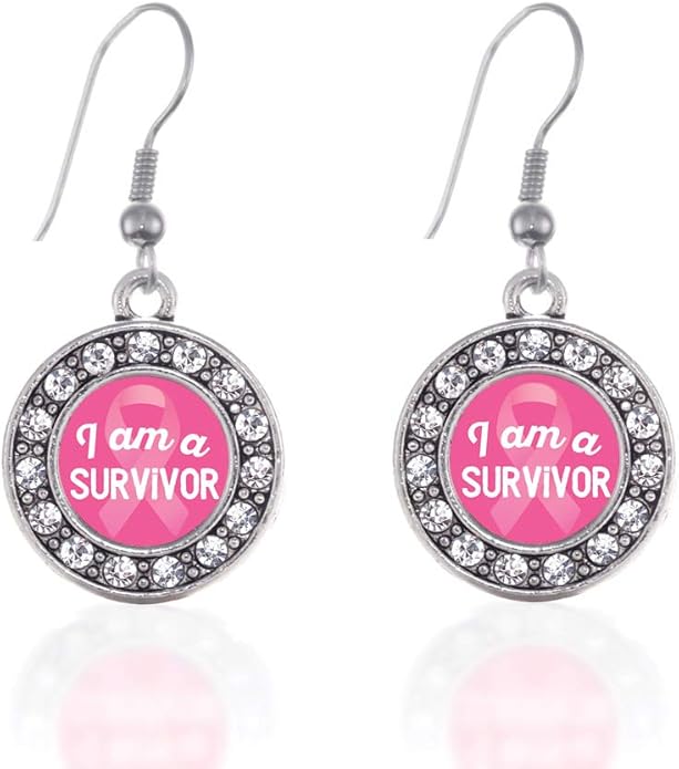 Inspired Silver - Silver Circle Charm French Hook Drop Earrings with Cubic Zirconia Jewelry