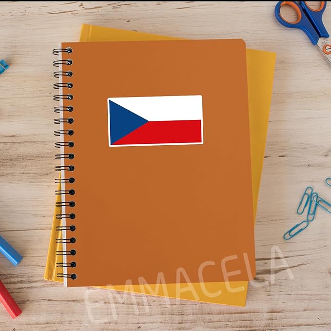 (3PCS) Czechia Flag stickers, Countries Flag Stickers - Waterproof Vinyl Decals For Laptops, Tumblers, Water Bottles, Books, Scrapbooks, Size 3 x 1.5 Inch