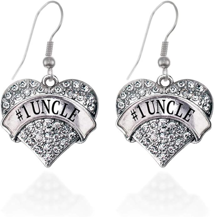 Inspired Silver - Silver Pave Heart Charm French Hook Drop Earrings with Cubic Zirconia Jewelry