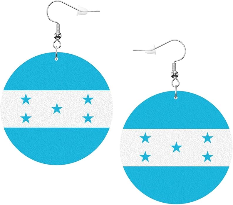 Round Faux Leather Earrings for Women Lightweight Double-Side Printed Drop Dangle Earring for Festival Party Gift