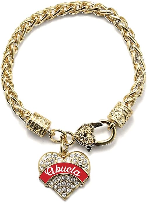 Inspired Silver - Gold Pave Heart Charm Bracelet with Cubic Zirconia Jewelry