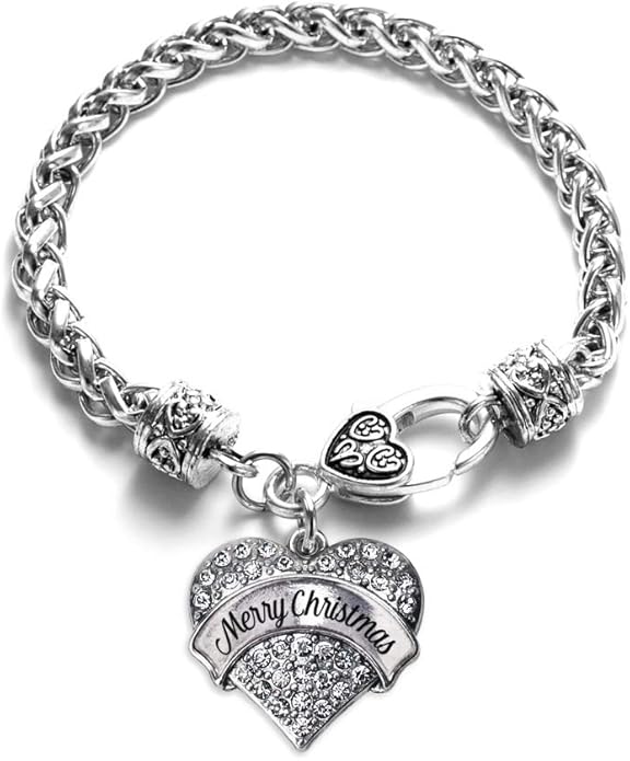 Inspired Silver - Silver Pave Heart Charm Bracelet with Cubic Zirconia Jewelry
