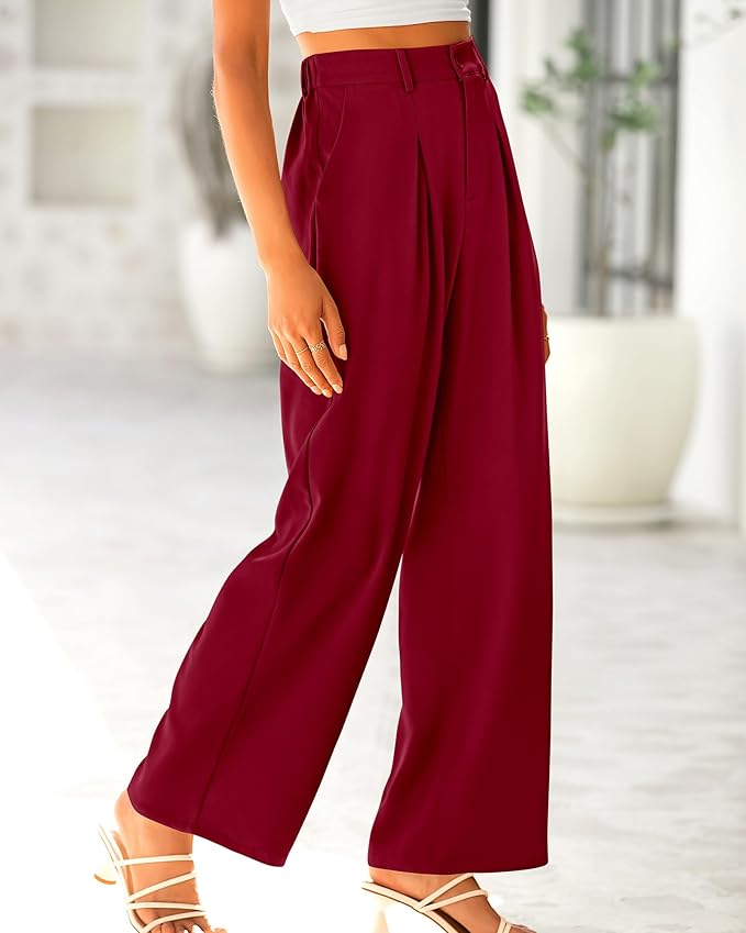 BTFBM Women High Waist Palazzo Pants Spring 2026 Casual Wide Leg Trousers Loose Work Office Business Suit Pant Pockets