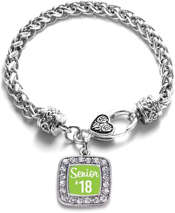 Inspired Silver - Silver Square Charm Bracelet with Cubic Zirconia Jewelry