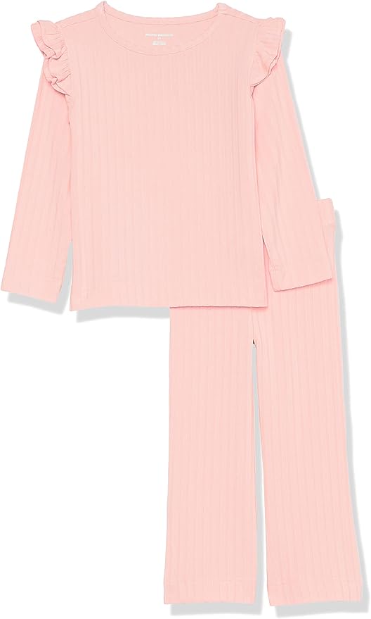 Amazon Essentials Girls and Toddlers' Wide-Rib Outfit Set, Pack of 2