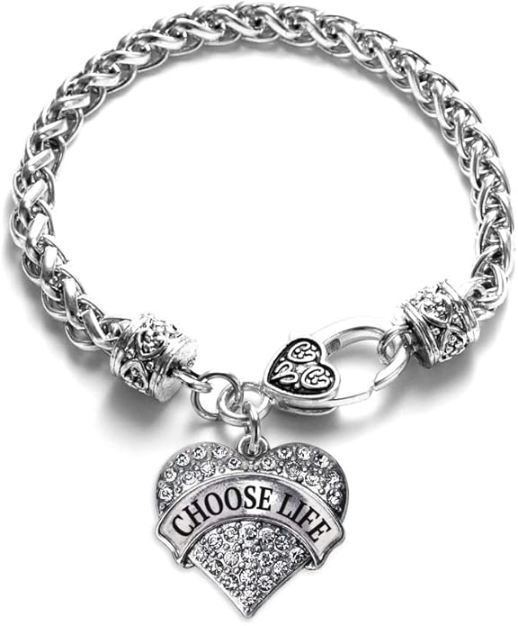 Inspired Silver - Silver Pave Heart Charm Bracelet with Cubic Zirconia Jewelry