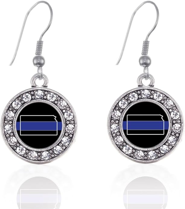 Inspired Silver - Silver Circle Charm French Hook Drop Earrings with Cubic Zirconia Jewelry