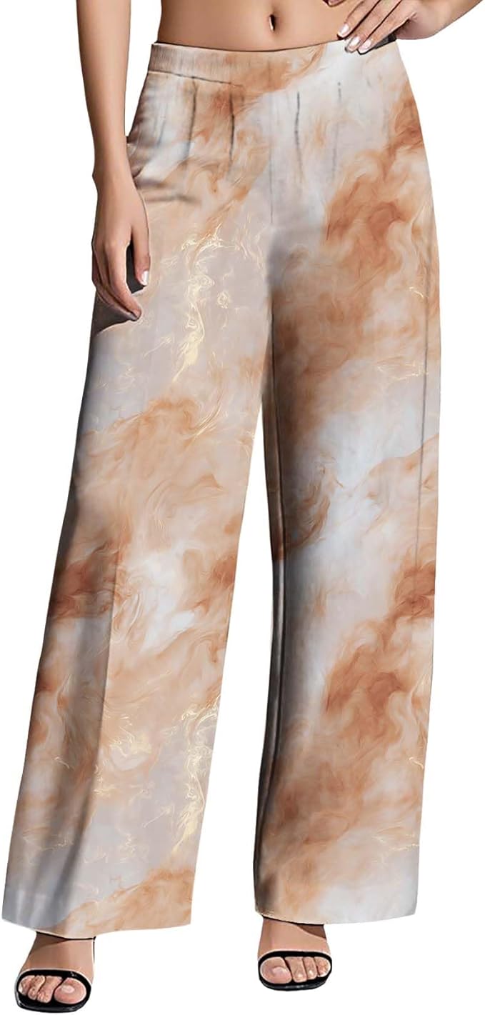 Womens Boho Pants Casual Oversize High Waisted Wide Leg Trousers Pattern Printed Ourdoors Pant for 2025 Summer
