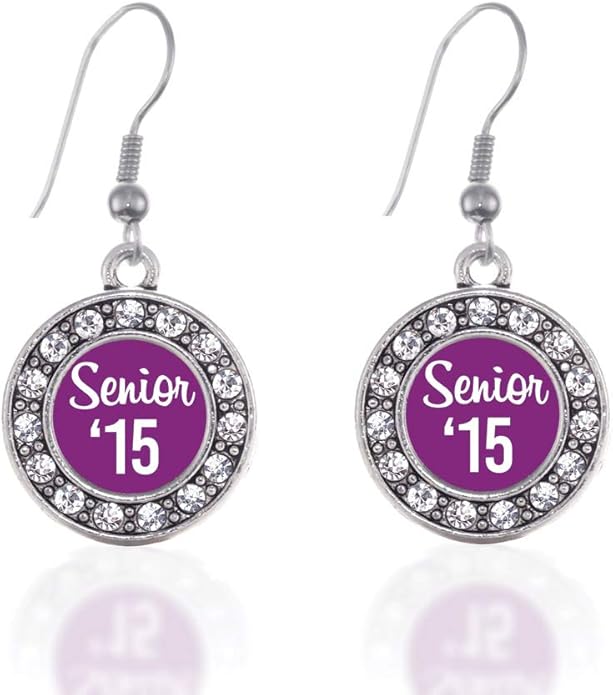 Inspired Silver - Silver Circle Charm French Hook Drop Earrings with Cubic Zirconia Jewelry
