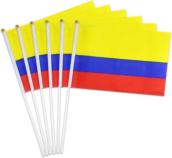 Colombia Flag Small Colombian Flag 12 Pack Mini Hand Held Colombian Flags on Sticks for Party Parades Sports Events Patriotic Holiday Decorations