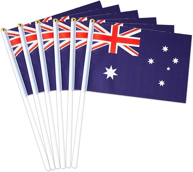 Australia Flag Small Australian Flag 12 Pack Mini Hand Held Australian Flags on Sticks for Party Parades Sports Events Patriotic Holiday Decorations