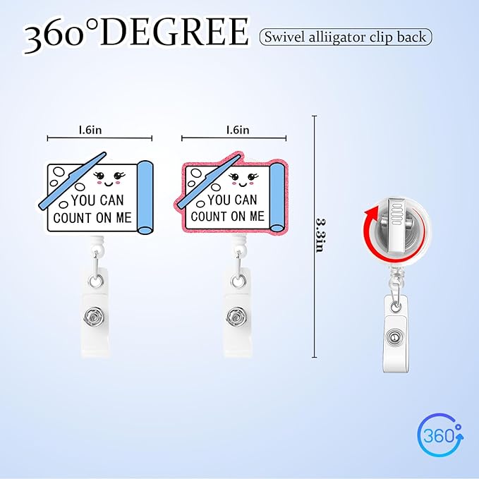 2 Pcs Funny Badge Reel - Retractable ID Holder with Alligator Clip& Nylon Cord | AcrylicClip for Nurse Nurses Office Worker Teacher Student