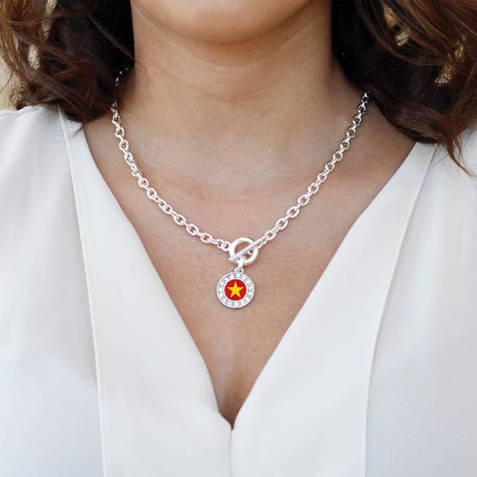 Inspired Silver - Silver Circle Charm 18 Inch Necklace with Cubic Zirconia Jewelry