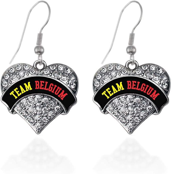 Inspired Silver - Silver Pave Heart Charm French Hook Drop Earrings with Cubic Zirconia Jewelry