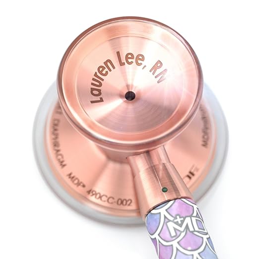 MDF Instruments Baby Mermaid Rosegold ProCardial Cardiology Stethoscope, Lightweight Titanium, Adult, Dual Head, Baby Mermaid Tube, Rosegold Chestpiece-Headset, MDF797TBMRG