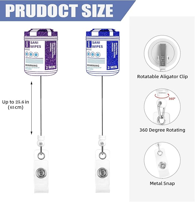 2 Pcs Nurse Badge Reel - Retractable ID Holder with Alligator Clip& Nylon Cord | AcrylicClip for Nurse Nurses Office Worker Teacher Student