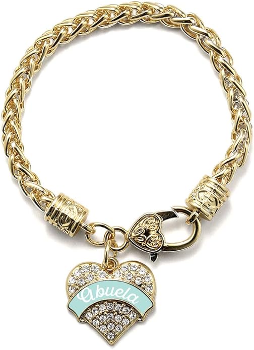 Inspired Silver - Gold Pave Heart Charm Bracelet with Cubic Zirconia Jewelry