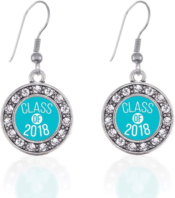 Inspired Silver - Silver Circle Charm French Hook Drop Earrings with Cubic Zirconia Jewelry