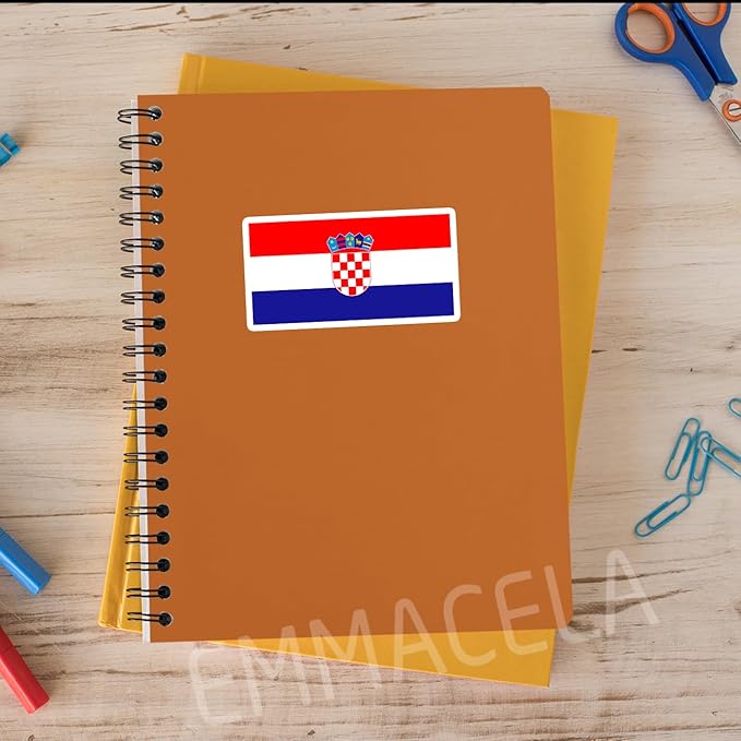 (3PCS) Croatia Flag stickers, Countries Flag Stickers - Waterproof Vinyl Decals For Laptops, Tumblers, Water Bottles, Books, Scrapbooks, Size 3 x 1.7